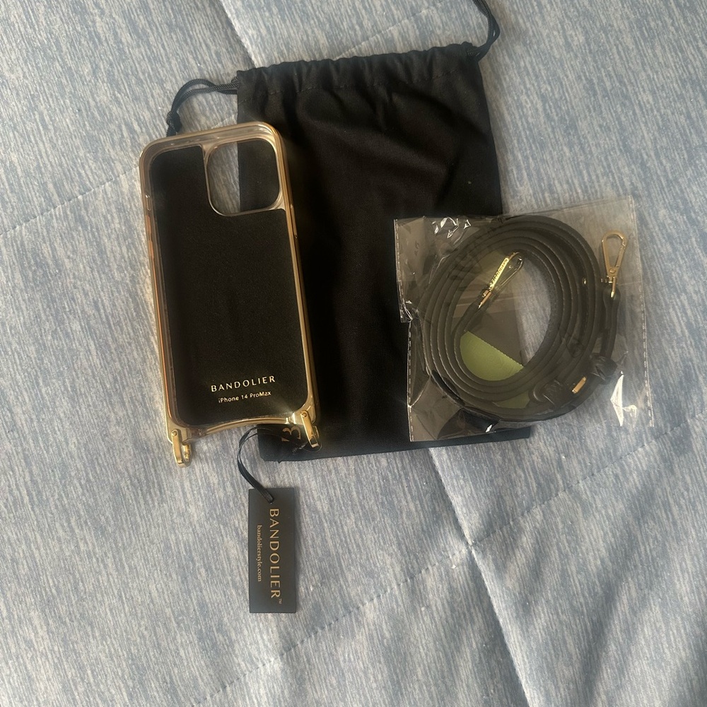 Bandolier Black and Gold Phone Case with Strap